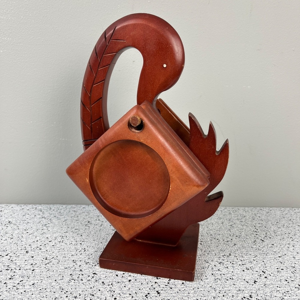 Wooden Goose Duck 6 Coaster Set Holder Vintage Cottagecore Grannycore